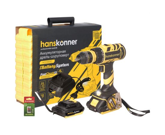 Аккумуляторный шуруповерт Hanskonner HCD1865C 
