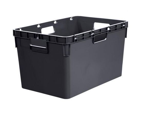 Ящик ООО Комус п/э, 600x400x340 мм, сплошной, стенки с отверст. для пакетов, цв. черный 1712040 