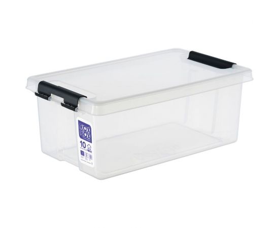 Ящик п/п Rox Box 400x225x150, 10 л, с крышкой, на клипсах, прозрачно-серый 28550 