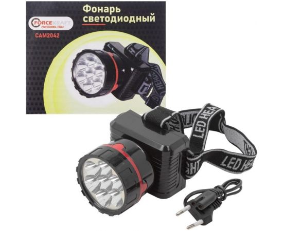 Светодиодный налобный аккумуляторный фонарь Forcekraft (12500К, 4В, 500мА, зарядка-12ч, рабочее время-7ч) fk-cam2042 54719 