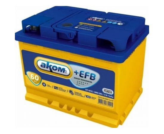 Аккумуляторная батарея АКОМ + EFB 55 Ah, 580 A, прямая полярность 4607034731021 