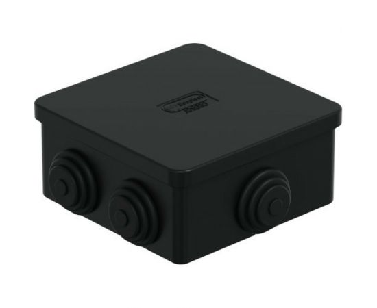 Распределительная коробка Экопласт JBS080 о/п 85x85x40, 6 выходов, IP44 цвет черный, подходит для монтаж. пистолета 44006BL-1 