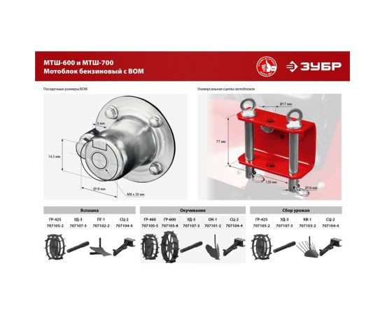 Бензиновый мотоблок с ВОМ ЗУБР 270 см3 МТШ-600 – изображение 34