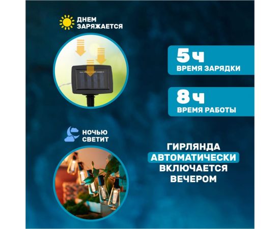 Каскад Lamper Капсула Времени LED 3.8 м с выносной солнечной панелью 2 м и аккумулятором, IP65 602-238 – изображение 5
