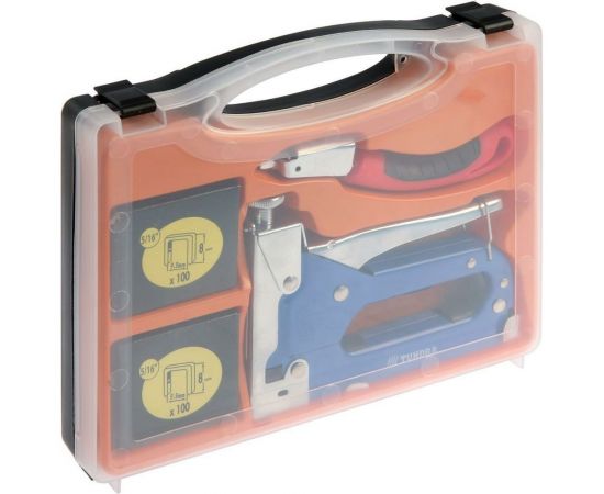 Мебельный степлер в кейсе ТУНДРА типы скоб 140/28/300, 4 - 14 мм + скобоудалитель, скобы 1550270 – изображение 6