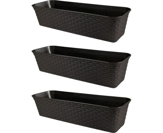 Балконный ящик Violet Ротанг 63 см, с дренажем, венге, 3 шт. N-Kahpo-3-35600-05 