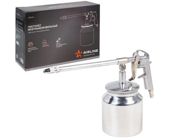 Моечный/мовильный пистолет Airline ПМ5 металл, бачок байонет 850 мл PRO ATBU061 