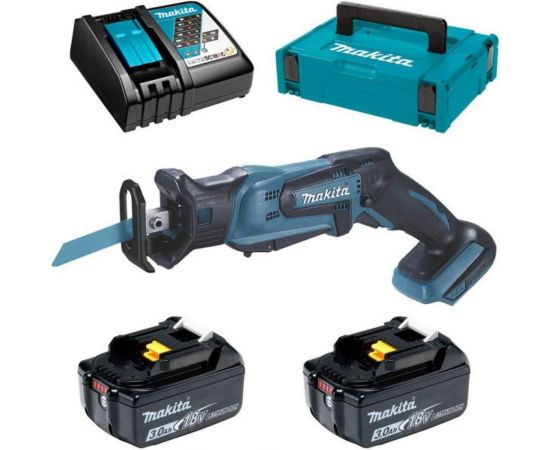 Аккумуляторная сабельная пила Makita LXT 18 В, ход 13 мм, рез 50 мм, 2x3.0 Ач, ЗУ DJR185RFE 