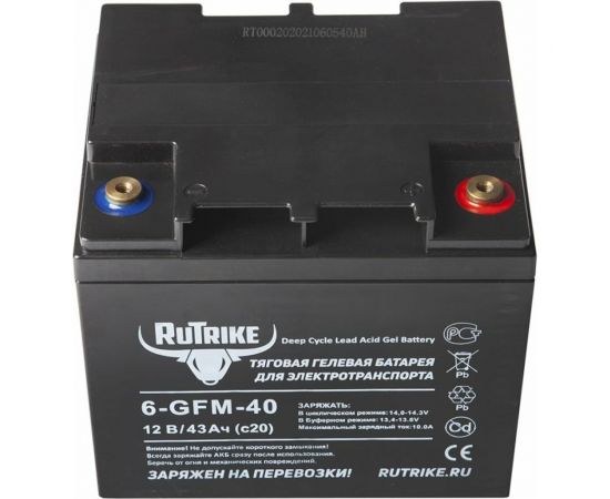 Тяговый аккумулятор Rutrike 6-GFM-40 (12V43A/H C20) 023278 