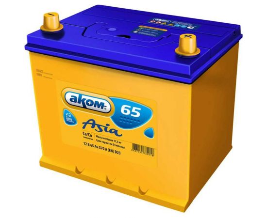 Аккумуляторная батарея AKOM AsiA 65E Ah, 570 A, обратная полярность 4607034730918 
