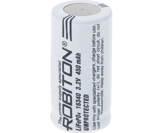 Аккумулятор Robiton LiFe16340-450 450мАч без защиты PK1 17450 – изображение 2