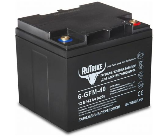 Тяговый аккумулятор Rutrike 6-GFM-40 (12V43A/H C20) 023278 – изображение 2