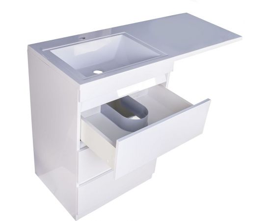 Напольная тумба Style Line "Даллас 120" (3 ящика) Люкс белая PLUS СС-00002272 – изображение 2