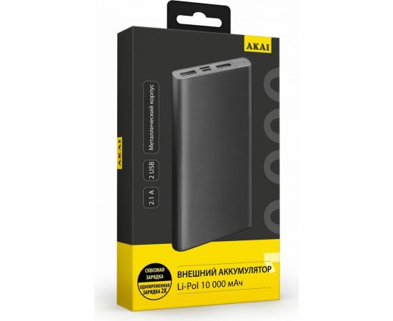 Внешний аккумулятор AKAI BE-10003, 10 000 maH, черный BE-10003 черный – изображение 5