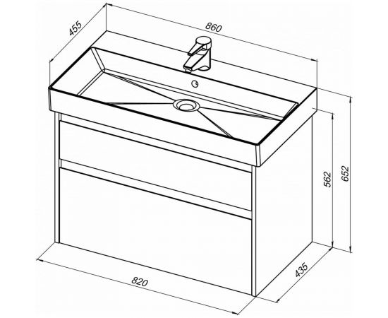 Тумба Aquanet Nova Lite 85 2 ящика (SLIM SYNERGY) дуб рустикальный (249954) 00249954 – изображение 7