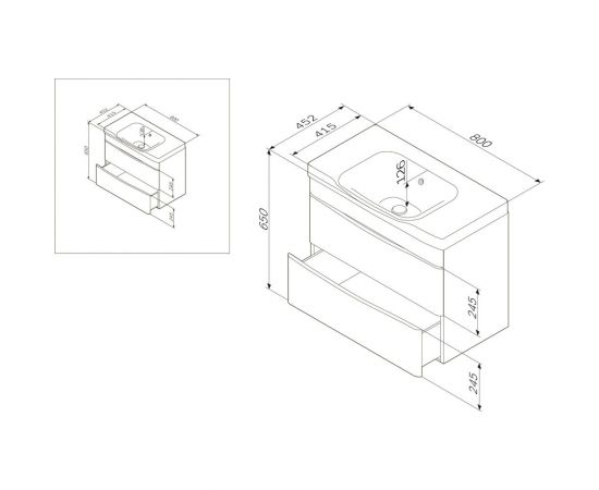 База под раковину AM.PM Like подвесная, 80 см, 2 ящика, белый M80FHX0802WG – изображение 10
