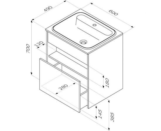 База с нишей AM.PM Func 1 ящик (pull-out), 60 см, цвет дерево текстурир-ое M8FFUX0601OF – изображение 10
