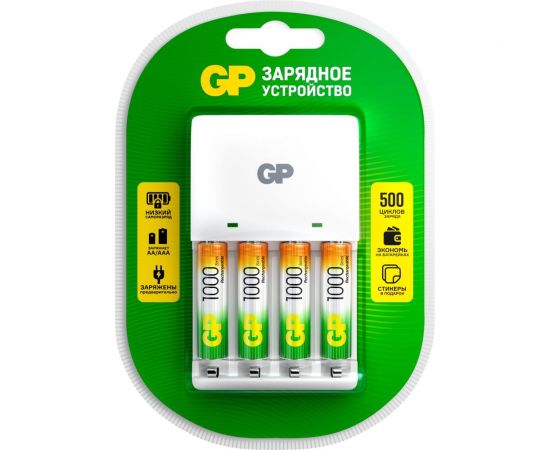 Комплект зарядного устройства kb01 и четырех аккумуляторов аaа емкостью 1000 мач GP 651 – изображение 2