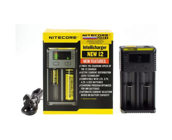 Зарядное устройство Nitecore NEW i2 18650/16340 на 2АКБ Intellicharge V2 Совместим с Li-ion и Ni-MH/Ni-Cd аккумуляторами с автоматическим определением 14938 – изображение 2