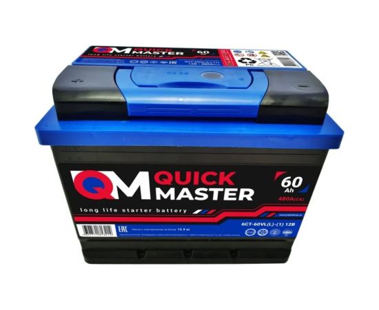 Аккумуляторная батарея Quick Master SP 6СТ-60 (L)-(1) 480А, 242x175x190 4657771813214 – изображение 2