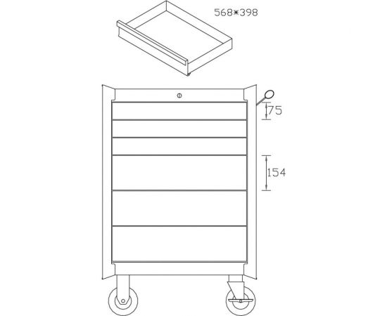 Инструментальная тележка на колесах, 6 ящиков, синяя Станкоимпорт BTD-270061CS blu – изображение 2