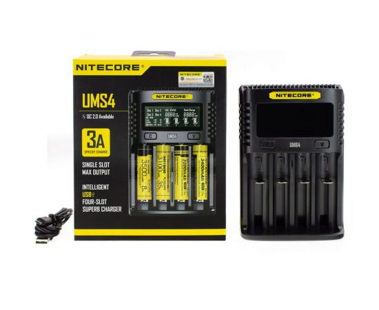 Зарядное устройство Nitecore UMS4 18650/21700 на 4АКБ Intellicharge V2 Совместим с Li-ion/IMR и Ni-MH/Ni-Cd аккумуляторами с автоматическим определением 18547 – изображение 2