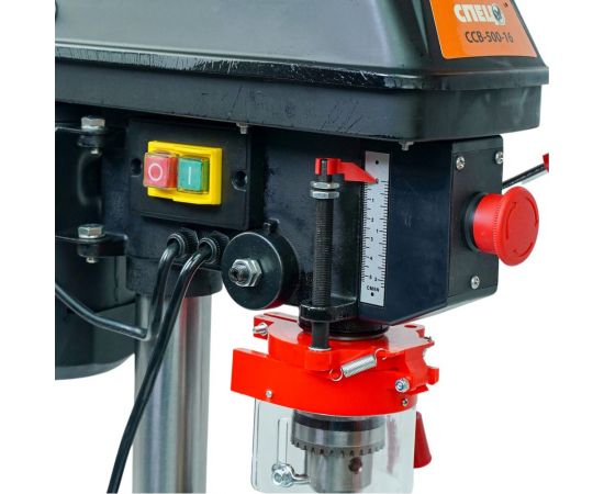 Вертикальный сверлильный станок Спец ССВ-500-16 220 В, 500 Вт, 600-2600 об/мин, 3-16 мм патрон, 5 скоростей, стол 160х160 мм, тиски в комплекте СПЕЦ-3262/370101 – изображение 5