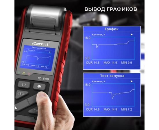 Тестер аккумуляторных батарей (АКБ) 6/12/24V iCarTool IC-600 – изображение 6