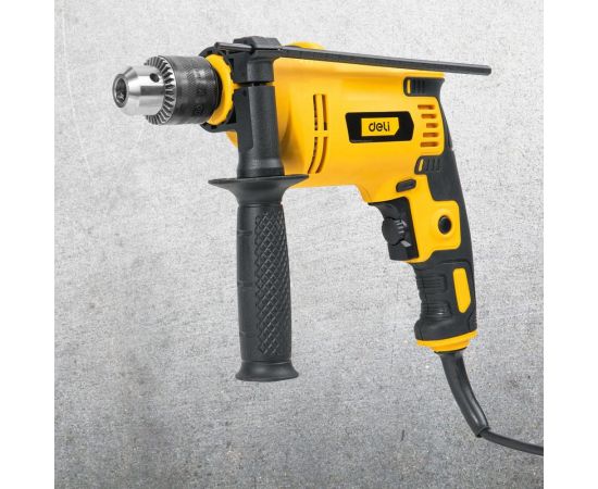 Сетевая ударная дрель DELI DL-CZ13-E2 (850Вт, ЗВП ф13мм, 3000 об/мин, реверс, картон) 102959 