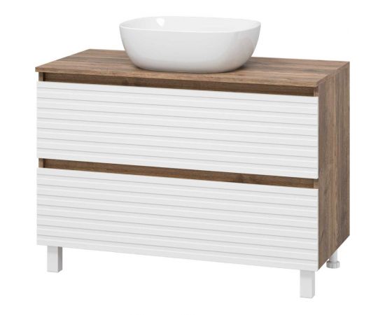 Напольная тумба Brevita Dakota-100 2 ящика, ДСП, дуб гал/белый DAK-07100-19/01-2Я – изображение 2