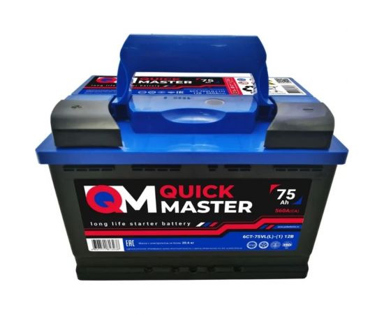 Аккумуляторная батарея Quick Master SP 6СТ-75 (L)-(1) 560А, 277x175x190 4657771813238 – изображение 3
