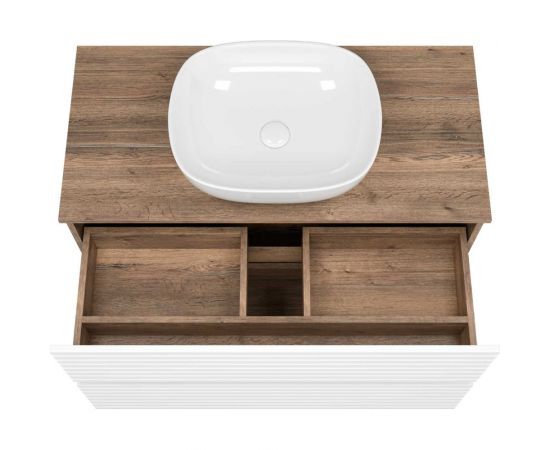 Напольная тумба Brevita Dakota-100 2 ящика, ДСП, дуб гал/белый DAK-07100-19/01-2Я – изображение 4