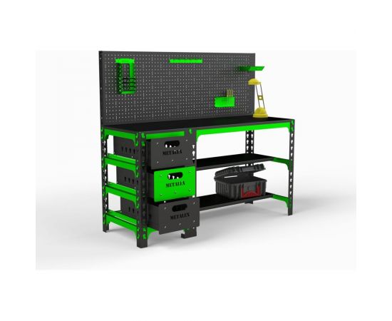 Металлический стол с выдвижными ящиками и перфопанелью ООО Металекс 750x1600x600 мм SBYF751660 – изображение 4