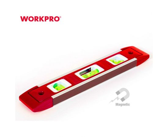 Уровень WORKPRO Торпедо 225 мм, магнитный, 3 глазка WP262026 – изображение 4