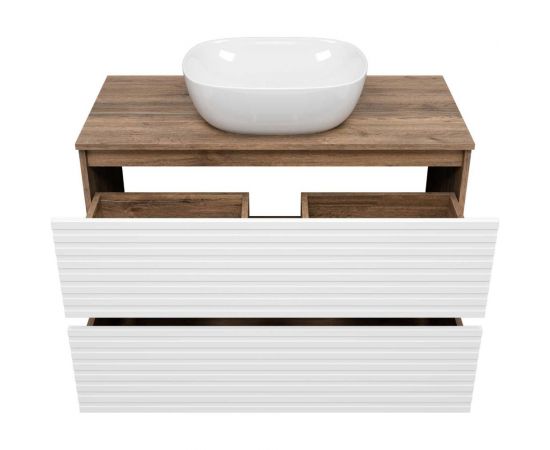 Напольная тумба Brevita Dakota-100 2 ящика, ДСП, дуб гал/белый DAK-07100-19/01-2Я – изображение 5