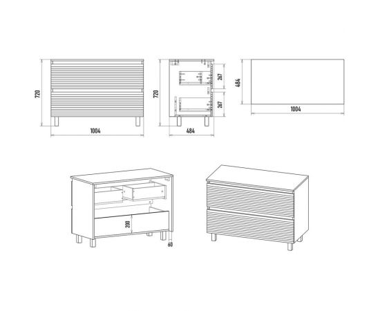 Напольная тумба Brevita Dakota-100 2 ящика, ДСП, дуб гал/белый DAK-07100-19/01-2Я – изображение 6