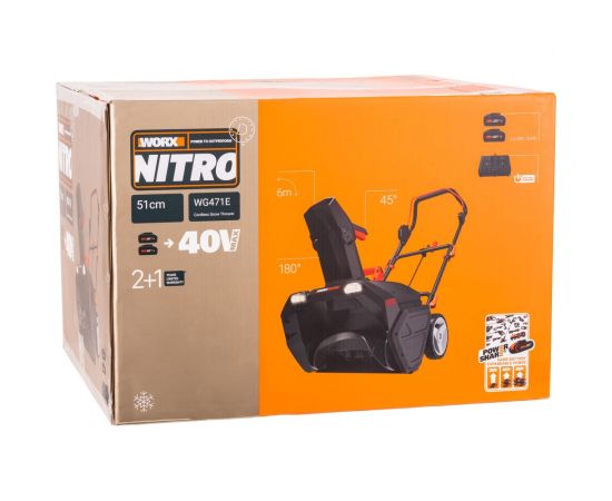 Аккумуляторный бесщеточный снегоуборщик WORX 2х4.0 А*ч, двойное ЗУ WG471E – изображение 10