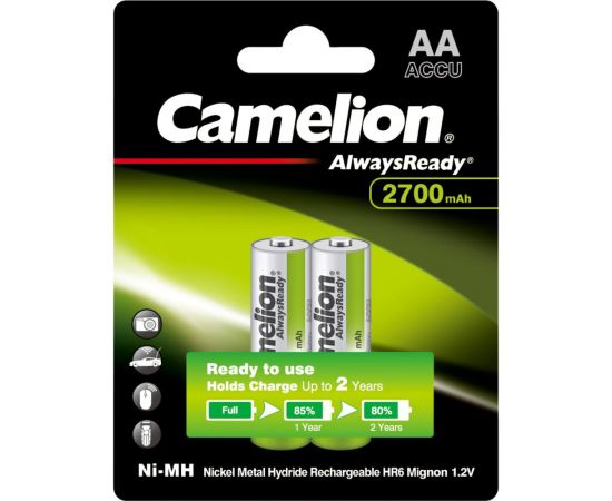 Аккумулятор Camelion Always Ready AA-2700mAh Ni-Mh BL-2 (NH-AA2700BP2, 1.2В) 15036 