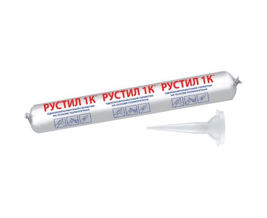 Герметик Рустил 1К 600 мл серый RAL 7030 и насадка к пистолету для герметика 61458147 