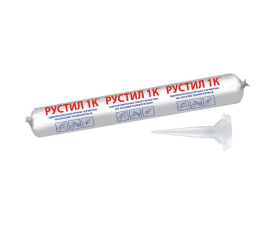 Герметик Рустил 1К 600 мл темно-коричневый RAL 8019 и насадка к пистолету для герметика 61458143 