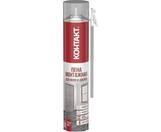 Пена монтажная бытовая для окон и дверей КОНТАКТ 750 мл/850 гр 25167 