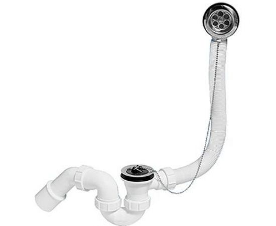 Слив-перелив McAlpine L368 х D34 мм, нержавеющая решетка, пробкой и цепочкой, выход D=40/50 мм MRB1 