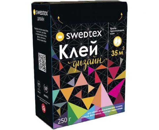 Сухой клей Swedtex ДИЗАЙН для обоев на флизелиновой основе, фресок, фотопанно, тяжёлых видов обоев, 250 г, 35 кв.м PD-025 