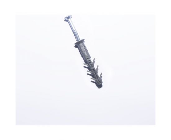 Дюбель с ударным шурупом МВИС Крепежные системы дюбель-гвоздь с усами, 6x40 мм, полипропилен, потай., 100 шт. ДБМ0640П 