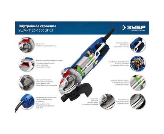 Углошлифовальная машина ЗУБР Профессионал УШМ-П125-1500 ЭПСТ – изображение 17