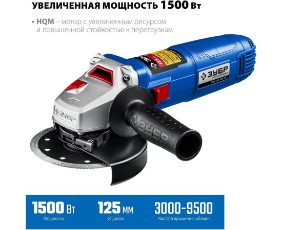 Углошлифовальная машина ЗУБР Профессионал УШМ-П125-1500 ЭПСТ – изображение 2