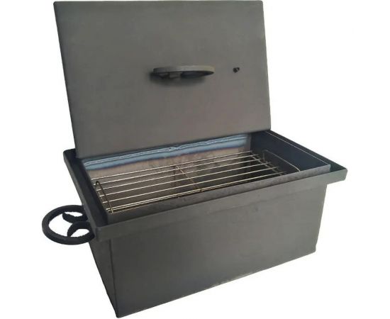 Коптильня с гидрозатвором Петромаш сталь 2 мм, двухъярусная с поддоном, 50x27x25 см, кованые ручки 60711 – изображение 2