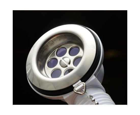 Слив-перелив McAlpine L368 х D34 мм, нержавеющая решетка, пробкой и цепочкой, выход D=40/50 мм MRB1 – изображение 3