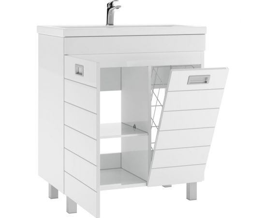 Тумба Домино Cube под умывальник Elen 75 без ящика, с корзиной для белья DC5003T – изображение 3