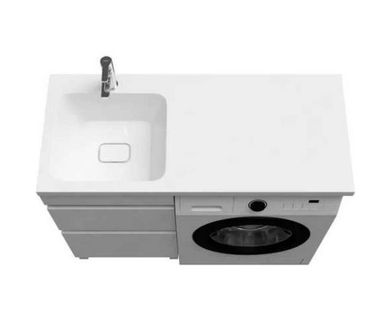 Напольная тумба с умывальником для стиральной машины IDDIS с ящиками 110 см левая белая optima home OPH11LBi95K – изображение 4